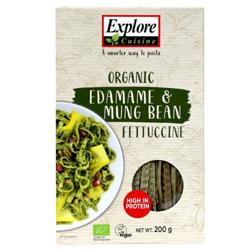 Organic Edamame & Mung Bean Fettuccine - 200 g - Gluten Free, High Protein Pasta - USDA Certified Organic, Vegan, Kosher, Non GMO